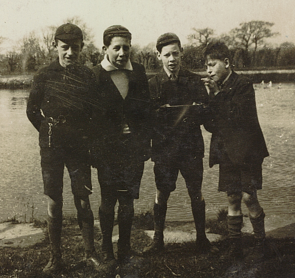 The First Four Patrol Leaders in Training at Poynton in January 1926 E. Wilson G. Taylor, R.E Shuttleworth and G. Pinder first_patrol_leaders_1926